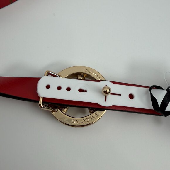 NEW VALENTINO AUTHENTIC MONOGRAM THIN LEATHER RED BELT​​ GOLD BUCKLE MEDIUM main image 4